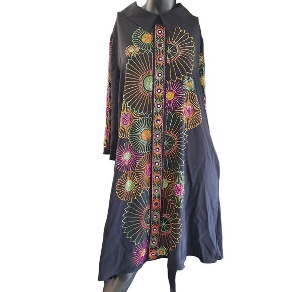 NEXX New York Life Size 48 Women's Black Rhinestone Dress Half Sleeve - Picture 15 of 16